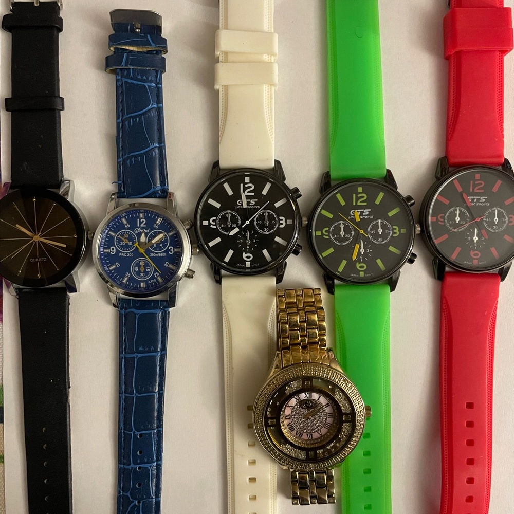 Stylish Men's Watch Set - Black, Blue, White, Green, Red, Gold